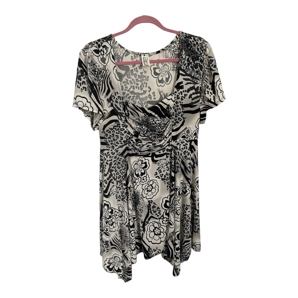 Yummy Plus Tunic Top Front Ruching Boho Feminine Sz 3X